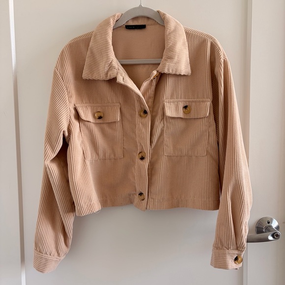 SHEIN Jackets & Blazers - Cropped Beige Corduroy Jacket